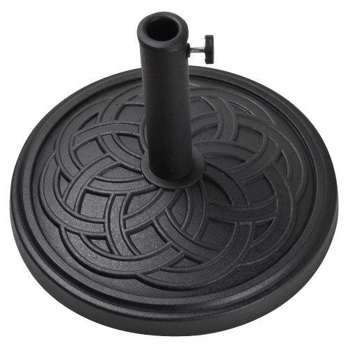 12.75" Black Celtic Knot Resin and Marble Outdoor Patio Umbrella Base - IMAGE 1