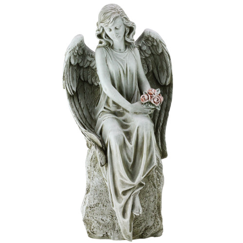 Joseph's Studio Angel with Flowers Outdoor Garden Statue - 17.75" - IMAGE 1