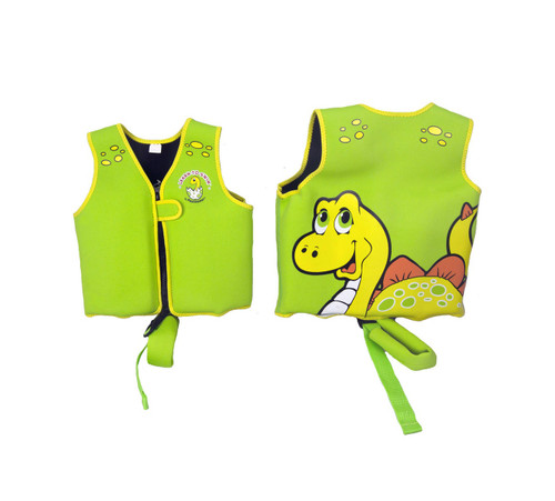12.5" Green Intermediate Smiling Dinosaur Swim Vest  for Children Ages 1-3 - IMAGE 1