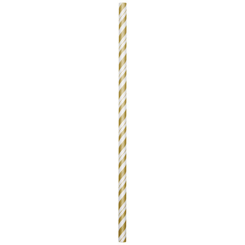 Club Pack of 144 Gold and White Striped Drinking Straws 7.75" - IMAGE 1