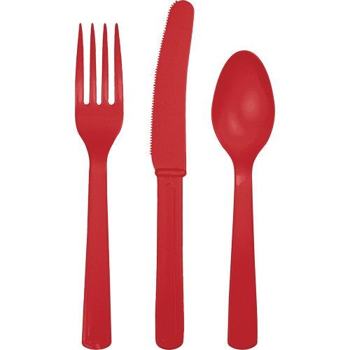 3-Piece Disposable Party Cutlery Sets - 7.5" - Classic Red - Club Pack of 216 - IMAGE 1