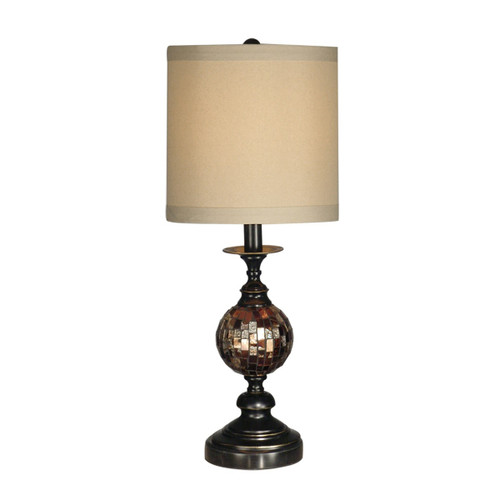 22.5" Antique Bronze Mosaic Ball Glass Table Lamp with Cream Drum Shade - IMAGE 1