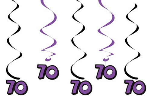 Club Pack of 30 Purple and Black 70 Dizzy Dangler Streamers Party Decorations 25" - IMAGE 1