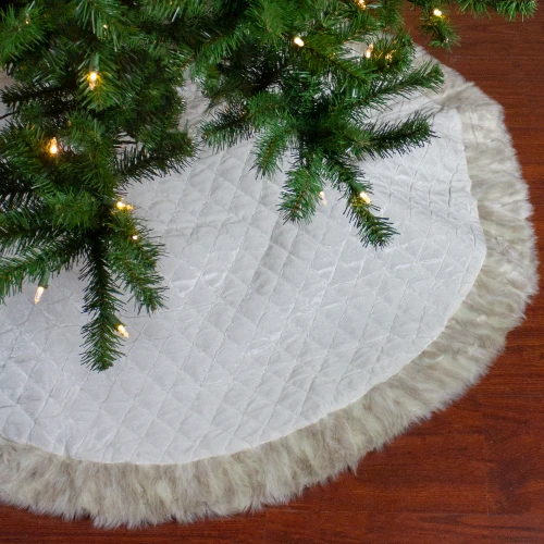 48" Beige and Ivory Contemporary Christmas Tree Skirt - IMAGE 1