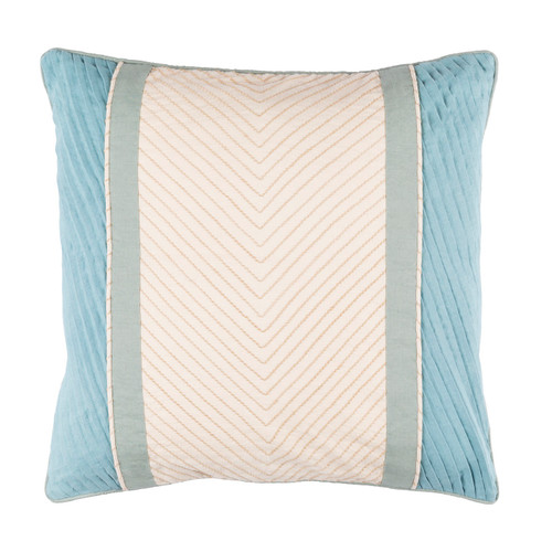 22” Blue and Gray Contemporary Square Throw Pillow - IMAGE 1