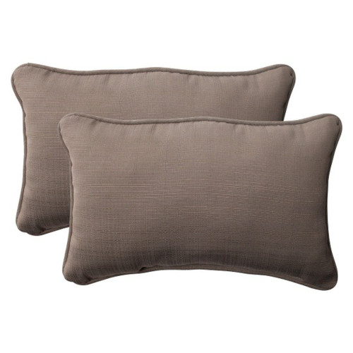 Solid Outdoor Corded Rectangular Throw Pillows - 18.5" - Brown - Set of 2 - IMAGE 1