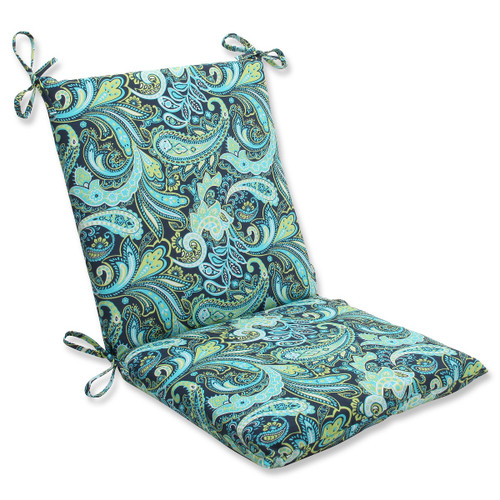 36.5" Blue and Green Paisley Outdoor Patio Chair Cushion - IMAGE 1