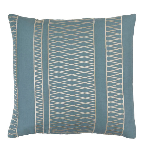 18" Prussian Blue and Ivory Woven Throw Pillow - IMAGE 1