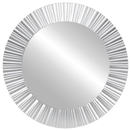 20" Silver Contemporary Fluted Round Mirror Wall Decor - IMAGE 1