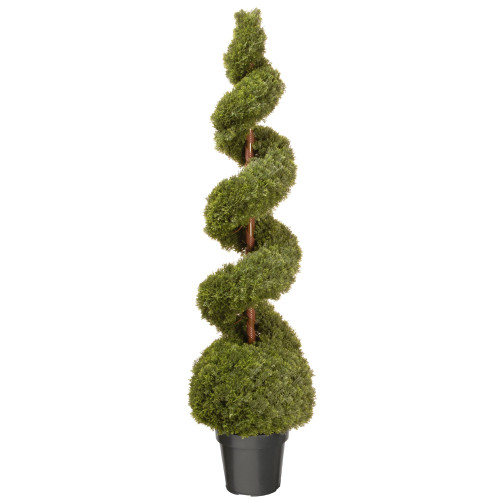5' Potted Cedar Spiral and Ball Landscape Artificial Topiary Tree - IMAGE 1