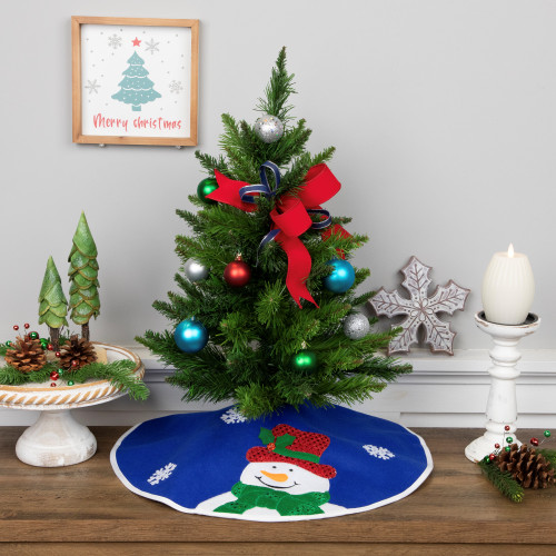 Embroidered Snowman Mini Christmas Tree Skirt - 20" - IMAGE 1