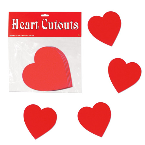 Club Pack of 240 Red Valentine Heart Cutout Decorations 4" - IMAGE 1