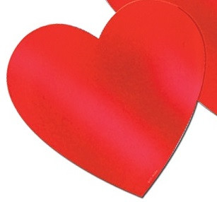 Pack of 24 Red Foil Heart Cutout Valentine Decorations 15" - IMAGE 1