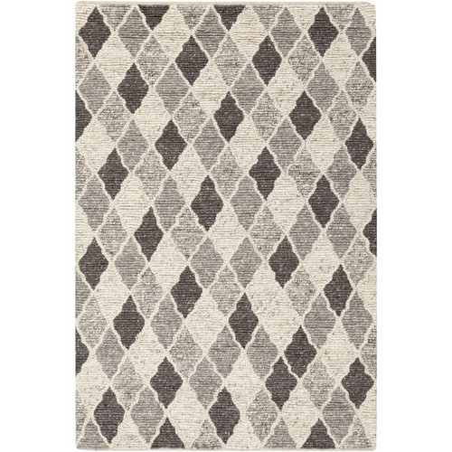 8' x 10' Diamond Renditions White and Gray Rectangular Wool Area Throw Rug - IMAGE 1