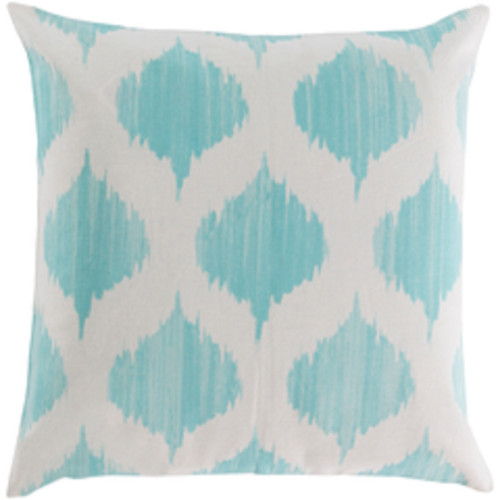 22" Blue and White Ogee Design Square Throw Pillow - IMAGE 1