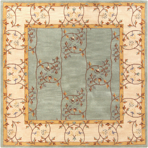 4' x 4' Gray and Brown Square Hand Tufted Wool Area Throw Rug - IMAGE 1