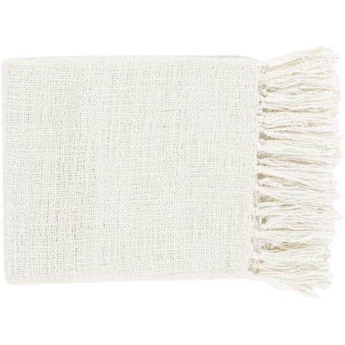 59" x 51" Warm Weaves Ivory Fringed Throw Blanket - IMAGE 1