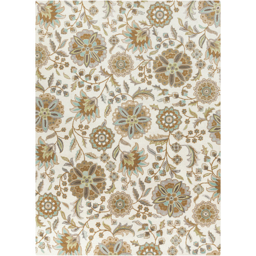 8' x 11' Brown and Gray Floral Rectangular Area Throw Rug - IMAGE 1