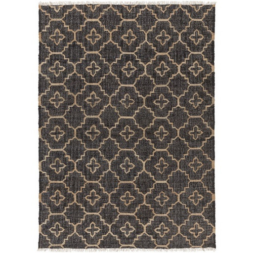 6' x 9' Balkan Modesty Sand Brown and Charcoal Black Hand Woven Area Throw Rug - IMAGE 1