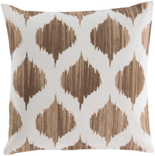 18" Brown and White Contemporary Geometric Square Throw Pillow - Down Filler - IMAGE 1