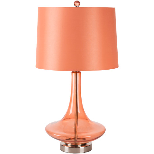 25.5" Contemporary Glass Table Lamp with Orange Satin Modified Bell Shade - IMAGE 1