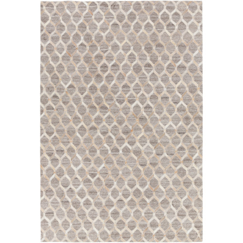 5' x 8' Geometric Gray and Beige Hand Crafted Rectangular Area Throw Rug - IMAGE 1