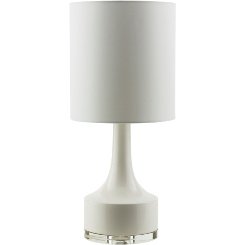 24.5" White Tapered Ceramic Table Lamp with Classic Cylinder Shade - IMAGE 1