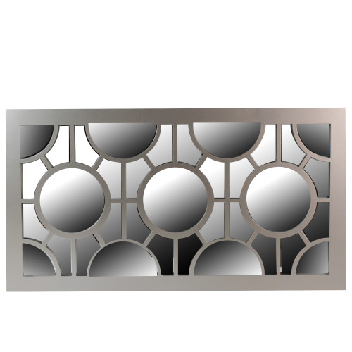 25.25" Metallic Gray Rectangular Geometric Wall Mirror - IMAGE 1