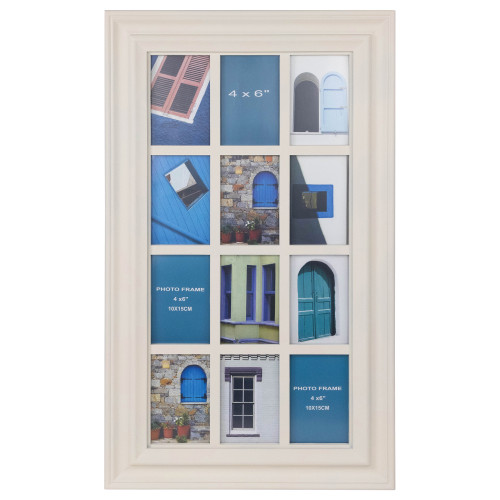 29" Ivory Weathered Windowpane Collage Picture Frame for 4" x 6" Photos - IMAGE 1