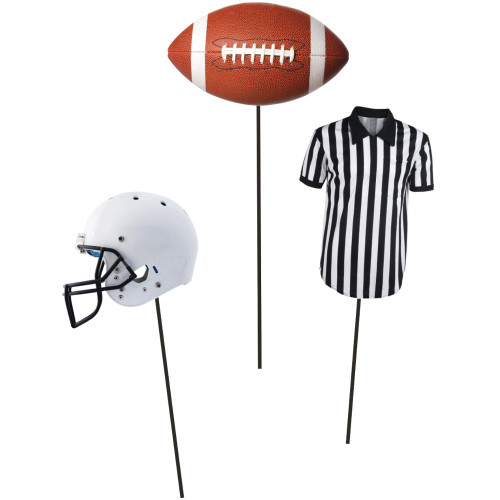Club Pack of 18 Black and White Football Party Game Day Cutout Centerpieces on Sticks 12" - IMAGE 1