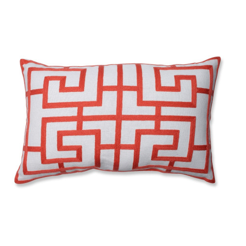 Geometric Rectangular Throw Pillow - 18.5" - Red and White - IMAGE 1