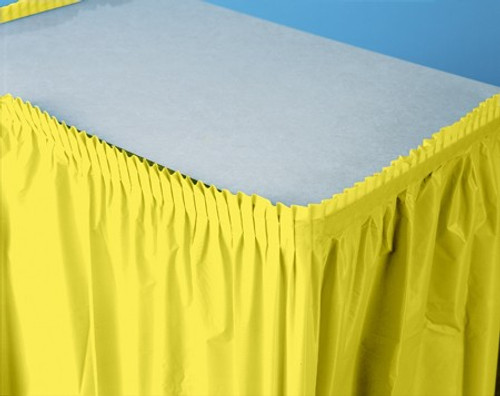 Pack of 6 Mimosa Yellow Pleated Disposable Plastic Picnic Party Table Skirts 14' - IMAGE 1