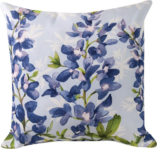 18" Blue and Green Floral Outdoor Patio Square Throw Pillow - IMAGE 1