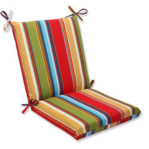 36” Westport Garden Red, Green, Blue and Teal Striped Outdoor Patio Chair Cushion - IMAGE 1