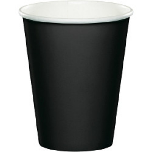 Club Pack of 96 Jet Black Disposable Paper Drinking Party Tumbler Cups 9oz. - IMAGE 1
