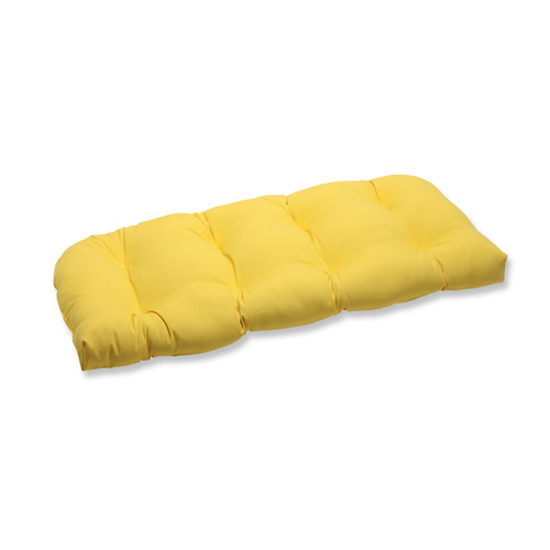44" Chroma Citrus Yellow Outdoor Patio Wicker Loveseat Cushion - IMAGE 1