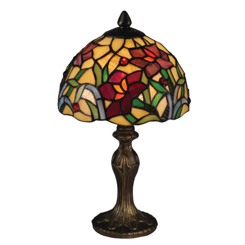 14" Floral Teller Hand Crafted Glass Tiffany-Style Table Lamp - IMAGE 1