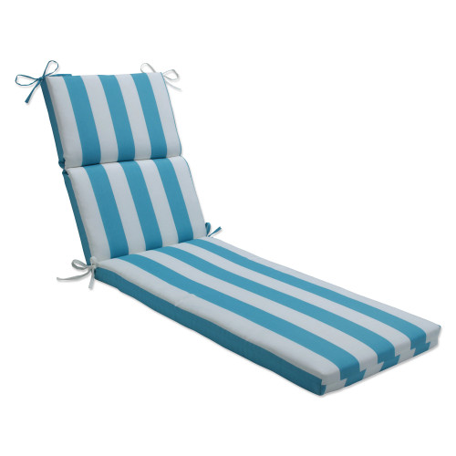 Striped Outdoor Patio Chaise Lounge Cushion - 44" - Sky Blue and White - IMAGE 1