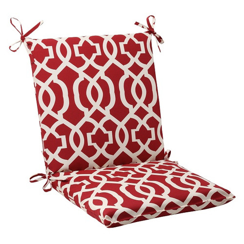 36.5" Moroccan Mosaic Red Outdoor Patio Furniture Squared Chair Seat Cushion - IMAGE 1