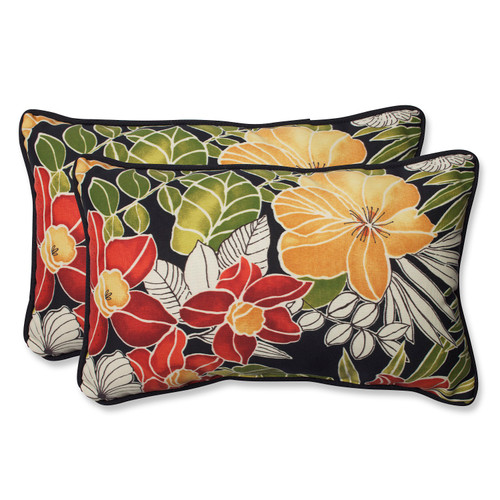 Set of 2 Vibrantly Colored Rectangular Outdoor Corded Throw Pillows 18.5" - IMAGE 1