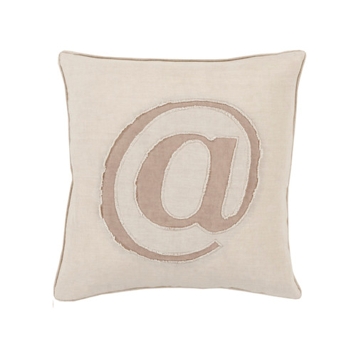 18" Beige and Brown Contemporary Square Throw Pillow - Down Filler - IMAGE 1