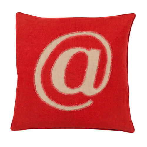 20" Crimson Red and Brown Contemporary Square Throw Pillow - IMAGE 1