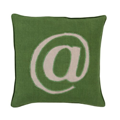 20" Green and Gray Trending Contemporary Square Throw Pillow - Down Filler - IMAGE 1
