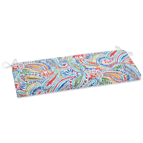 Paisley Outdoor Patio Bench Cushion - 45" - Red and Blue - IMAGE 1
