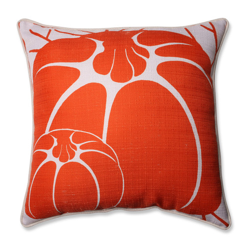 16.5" Orange and White Pumpkins Square Throw Pillow - IMAGE 1