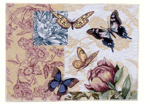 Pack of 2 Floral Butterfly Decorative Tapestry Placemats 12" x 18" - IMAGE 1