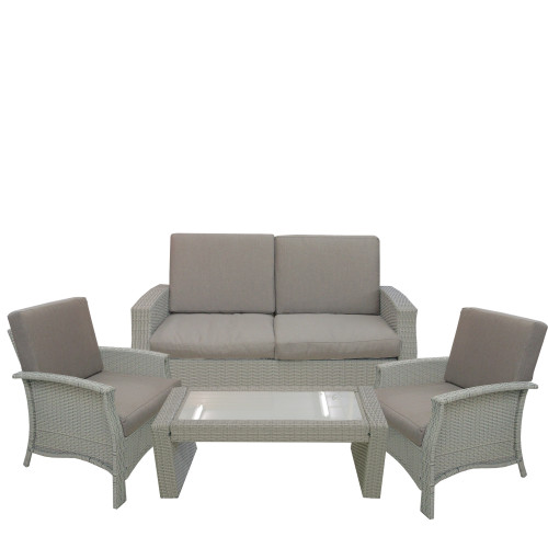 4pc Gray Wicker Outdoor Patio Furniture Set 57.75" - IMAGE 1