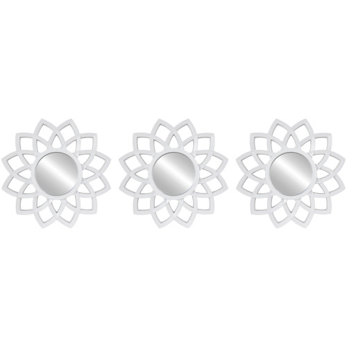 Set of 3 Arched Floral Matte White Wall Mirrors 9.5" - IMAGE 1