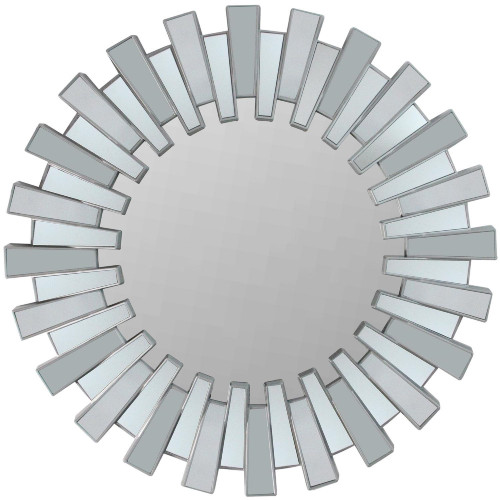 Aztec Sunburst Round Wall Mirror - 25.5" - Silver - IMAGE 1
