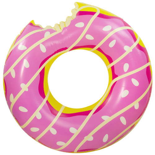 4' Inflatable Pink Frosted Bitten Doughnut Swimming Pool Tube Float - IMAGE 1